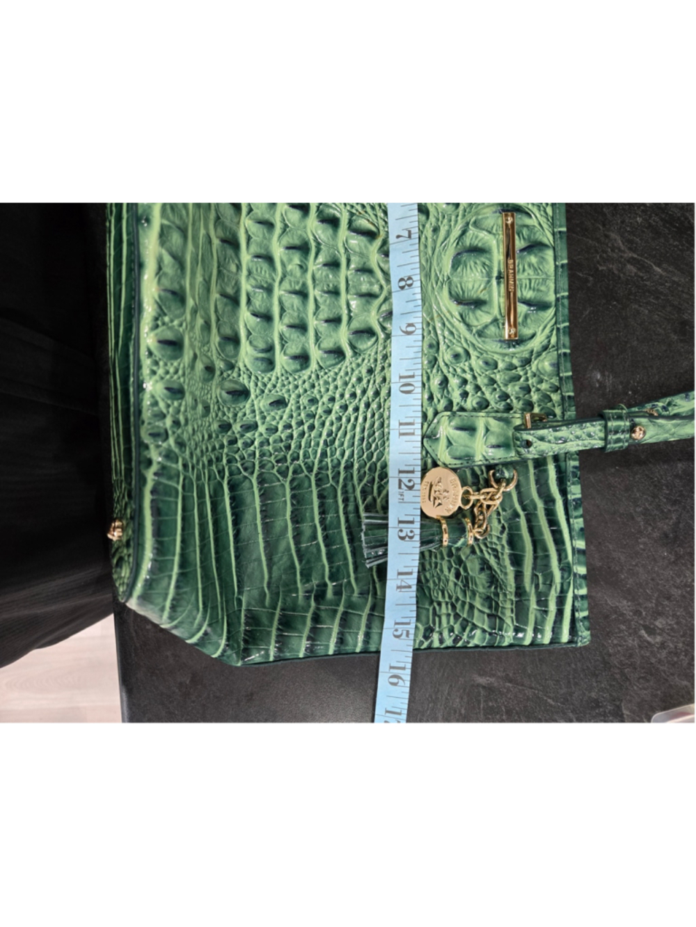 Women's Brahmin Green Croc Embossed Leather Tote Bag One Size - Picture 8 of 9